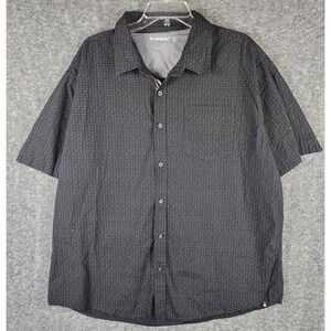 Airwalk Button Down Shirt Mens 2X Black Geometric Print Short Sleeve EUC